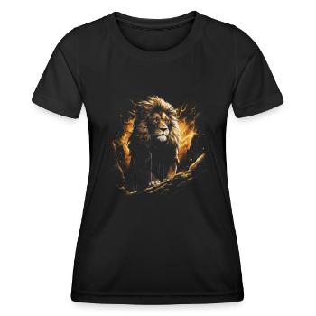 Lion, Africa, Safari, Jungle, Pride, Majestic - Women's Functional T-Shirt - black - Front - AI Model Female 172 light (172cm)