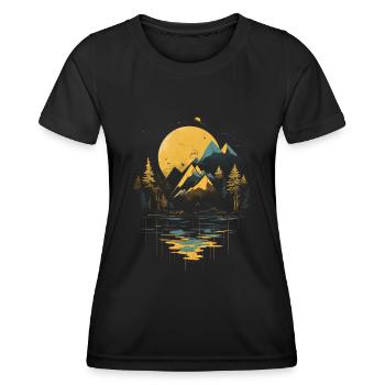 Nature, Forest, Abstract, Art, Camping - Women's Functional T-Shirt - black - Front - AI Model Female 172 light (172cm)