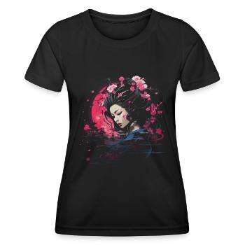 Geisha Manga Japan Samurai Art - Women's Functional T-Shirt - black - Front - AI Model Female 172 light (172cm)