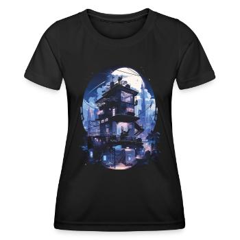 Cyberpunk Manga Kyoto Glitch - Women's Functional T-Shirt - black - Front - AI Model Female 172 light (172cm)