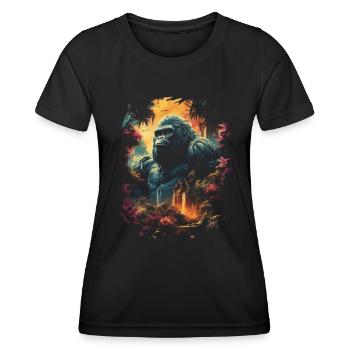 Gorilla Kunstwerk Natur Tier - Frauen Funktions-T-Shirt - Schwarz - Vorne - AI Model Female 172 light (172cm)