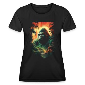 Gorilla Wildnis Primat Natur Affe - Frauen Funktions-T-Shirt - Schwarz - Vorne - AI Model Female 172 light (172cm)