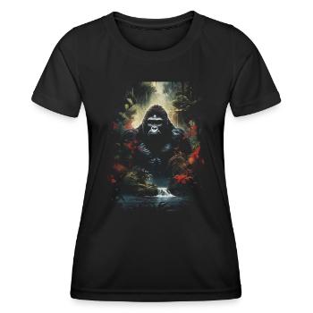 Gorilla Wildnis Primat Natur Affe - Frauen Funktions-T-Shirt - Schwarz - Vorne - AI Model Female 172 light (172cm)