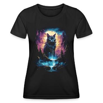 Artwork Cat Kitten Fantasy Fairy Tale - Women's Functional T-Shirt - black - Front - AI Model Female 172 light (172cm)