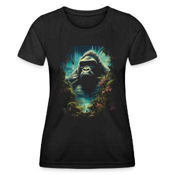 Gorilla Kunstwerk Natur Tier - Frauen Funktions-T-Shirt - Schwarz - Vorne - AI Model Female 172 light (172cm)