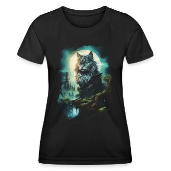 Artwork Cat Kitten Fantasy Fairy Tale - Women's Functional T-Shirt - black - Front - AI Model Female 172 light (172cm)