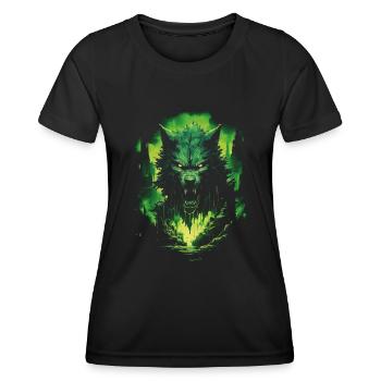 Fantasy Wolf Werewolf Horror Sword Supernatural - Women's Functional T-Shirt - black - Front - AI Model Female 172 light (172cm)