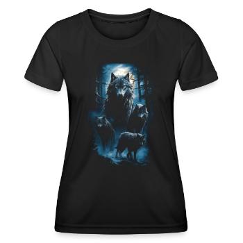 Dark Art Wolf Forest Mythical - Women's Functional T-Shirt - black - Front - AI Model Female 172 light (172cm)