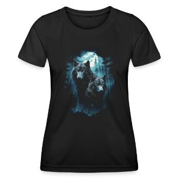 Fantaisie Loup Lune Wolf Pack Mythologie - T-shirt sport Femme - noir - Devant - AI Model Female 172 light (172cm)