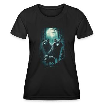 Fantaisie Loup Lune Wolf Pack Mythologie - T-shirt sport Femme - noir - Devant - AI Model Female 172 light (172cm)