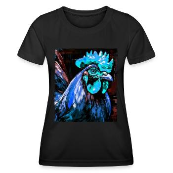 Rooster Portrait - Women's Functional T-Shirt - black - Front - AI Model Female 172 light (172cm)