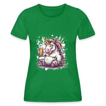 Unicorn Beer Funny - Women's Functional T-Shirt - kelly green - Front - AI Model Female 172 dark (172cm)