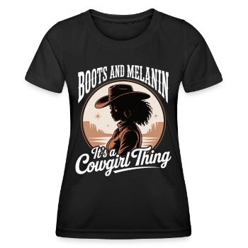 Western Country Afro Women - Women's Functional T-Shirt - black - Front - AI Model Female 172 light (172cm)
