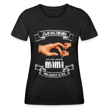 Zwillingsmama | Schwanger mit Zwillingen, Twin Mom - Frauen Funktions-T-Shirt - Schwarz - Vorne - AI Model Female 172 light (172cm)