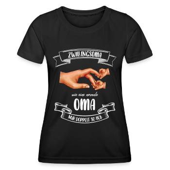 Zwillingsoma | Schwanger mit Zwillingen, Enkelkind - Frauen Funktions-T-Shirt - Schwarz - Vorne - AI Model Female 172 light (172cm)