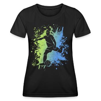 Fußball Fußballspieler Jungen Fußballer - Frauen Funktions-T-Shirt - Schwarz - Vorne - AI Model Female 172 light (172cm)