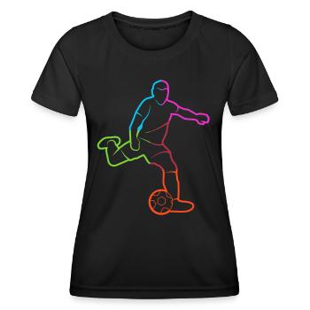 Fußballspieler Bunt Fußball Spieler Fußballer - Frauen Funktions-T-Shirt - Schwarz - Vorne - AI Model Female 172 light (172cm)