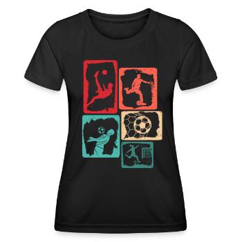 Fußballer Kinder Fußball Spieler Fußballspieler - Frauen Funktions-T-Shirt - Schwarz - Vorne - AI Model Female 172 light (172cm)