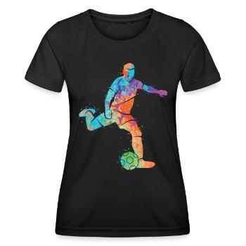 Fußballer Farbspritzer Fußball Kids Fußballspieler - Frauen Funktions-T-Shirt - Schwarz - Vorne - AI Model Female 172 light (172cm)