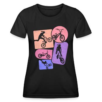 BMX Fahrer Tricks Bike Kinder Mädchen Fahrrad BMX - Frauen Funktions-T-Shirt - Schwarz - Vorne - AI Model Female 172 light (172cm)