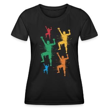 Bouldern Freiklettern Berge Kinder Klettern - Frauen Funktions-T-Shirt - Schwarz - Vorne - AI Model Female 172 light (172cm)