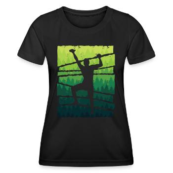 Klettern Freiklettern Jungen Berge Bouldern - Frauen Funktions-T-Shirt - Schwarz - Vorne - AI Model Female 172 light (172cm)