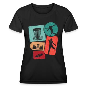 Discgolf Disc Golf Jungen Kinder Herren Discgolfer - Frauen Funktions-T-Shirt - Schwarz - Vorne - AI Model Female 172 light (172cm)