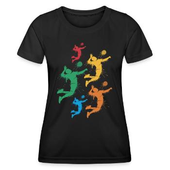 Volley-ball de plage Filles Garçons Joueurs de volley-ball - T-shirt sport Femme - noir - Devant - AI Model Female 172 light (172cm)