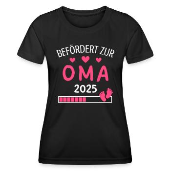 Befördert zur Oma 2025 Geschenk für Großmutter - Frauen Funktions-T-Shirt - Schwarz - Vorne - AI Model Female 172 light (172cm)