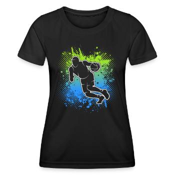 Basketball Dribbling Herren Kinder Basketballer - Frauen Funktions-T-Shirt - Schwarz - Vorne - AI Model Female 172 light (172cm)