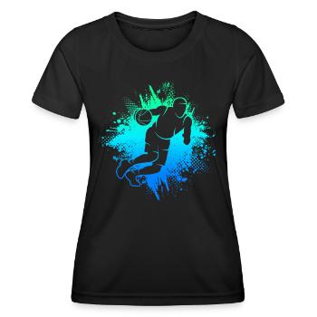 Basketball Sprungwurf Herren Kinder Basketballer - Frauen Funktions-T-Shirt - Schwarz - Vorne - AI Model Female 172 light (172cm)