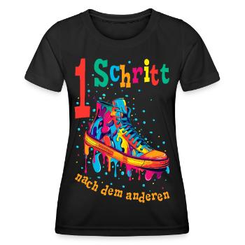 Ein Schritt nach dem anderen Mut machen Motivation - Frauen Funktions-T-Shirt - Schwarz - Vorne - AI Model Female 172 light (172cm)