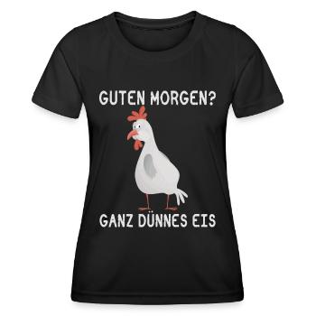 Bonjour? Glace très mince! - T-shirt sport Femme - noir - Devant - AI Model Female 172 light (172cm)