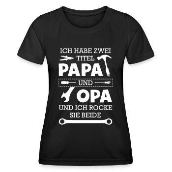 Deux titres papa papy - T-shirt sport Femme - noir - Devant - AI Model Female 172 light (172cm)