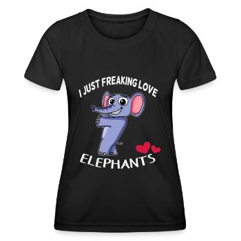 I love elephants - Women's Functional T-Shirt - black - Front - AI Model Female 172 light (172cm)