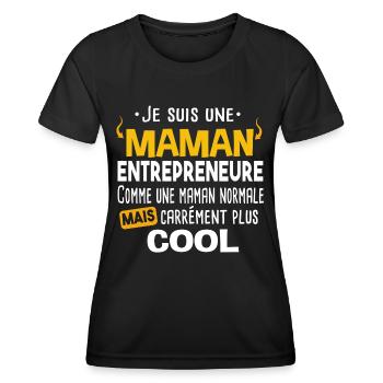 Entrepreneure mère. Cadeau humour freelance CEO - T-shirt sport Femme - noir - Devant - AI Model Female 172 light (172cm)