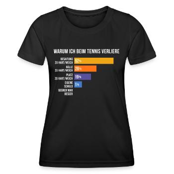 Warum ich beim Tennis verliere - Frauen Funktions-T-Shirt - Schwarz - Vorne - AI Model Female 172 light (172cm)