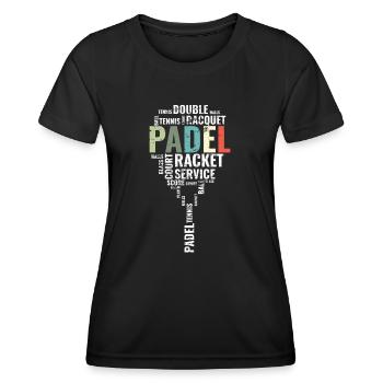 Vintage Padel Wordcloud Padel Racket - Women's Functional T-Shirt - black - Front - AI Model Female 172 light (172cm)