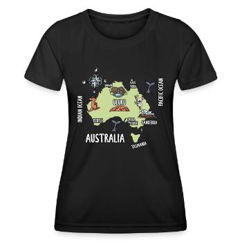 Carte de l’Australie - T-shirt sport Femme - noir - Devant - AI Model Female 172 light (172cm)