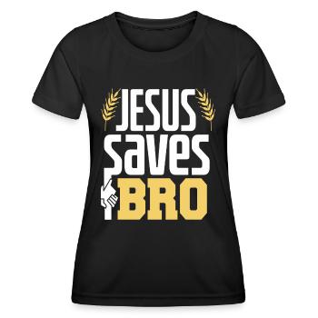 Jésus sauve son frère - T-shirt sport Femme - noir - Devant - AI Model Female 172 light (172cm)