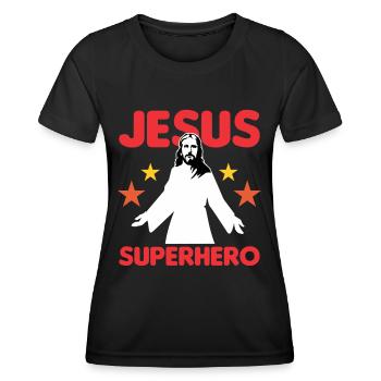Jesus Superhero - Women's Functional T-Shirt - black - Front - AI Model Female 172 light (172cm)