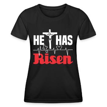 Il est ressuscité - T-shirt sport Femme - noir - Devant - AI Model Female 172 light (172cm)