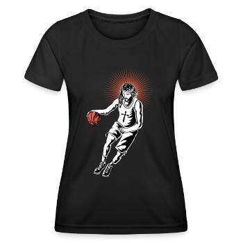 Jesus playing basketball - Women's Functional T-Shirt - black - Front - AI Model Female 172 light (172cm)