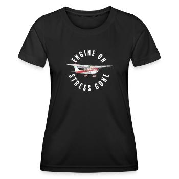 Moteur sur le stress disparu Pilotes d’avion d’aviation - T-shirt sport Femme - noir - Devant - AI Model Female 172 light (172cm)
