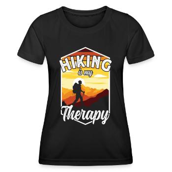 Funny Hiking is my Therapy Mountain climbers and - Women's Functional T-Shirt - black - Front - AI Model Female 172 light (172cm)