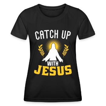 Rattraper Jésus - T-shirt sport Femme - noir - Devant - AI Model Female 172 light (172cm)