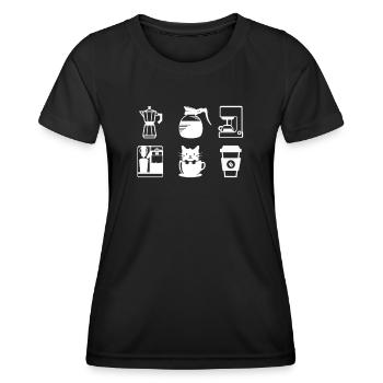 Café Avec Un Chat Dans Une Tasse Et Un Café - T-shirt sport Femme - noir - Devant - AI Model Female 172 light (172cm)
