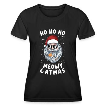 Meowy catmas - T-shirt sport Femme - noir - Devant - AI Model Female 172 light (172cm)