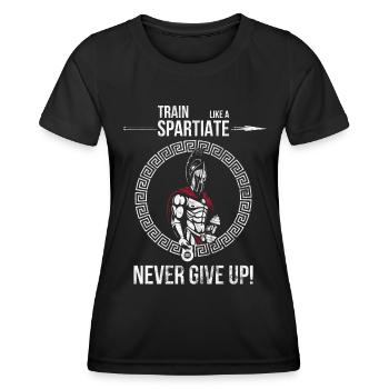 Spartan Fitness Warrior N’abandonnez jamais - T-shirt sport Femme - noir - Devant - AI Model Female 172 light (172cm)