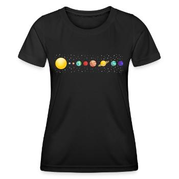 Planeten mit Sonnensystem im Weltall Sterne - Frauen Funktions-T-Shirt - Schwarz - Vorne - AI Model Female 172 light (172cm)